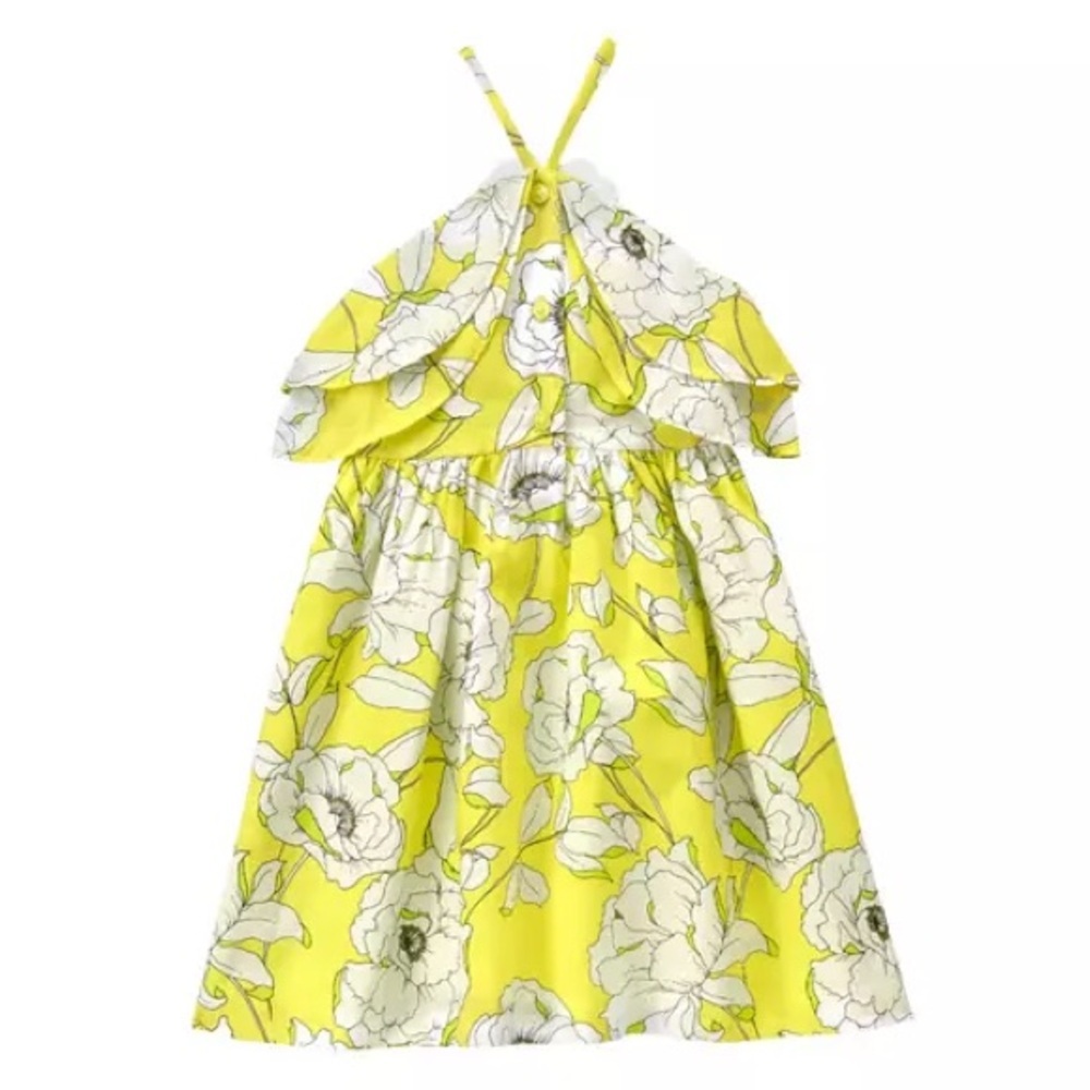 Janie and Jack Glow Lemonade Bloom Floral Ruffle Dress, Size 3-6M - Picture 2 of 13